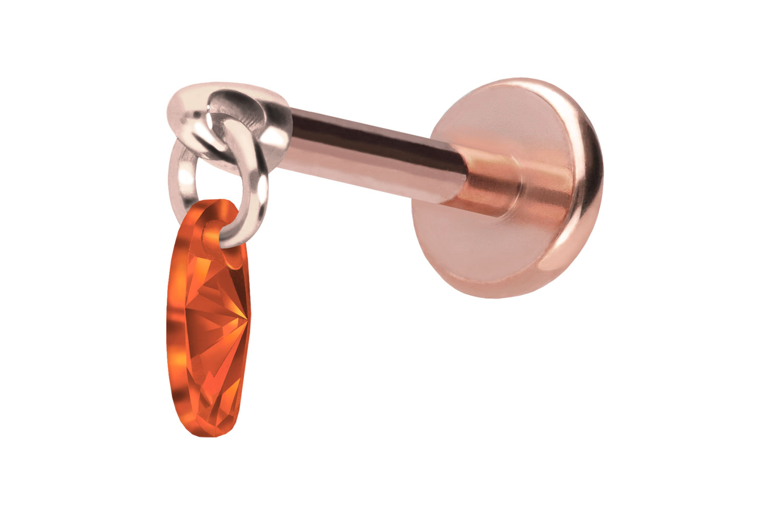Titan Labret Piercing mit Push Fit KRISTALLOVAL